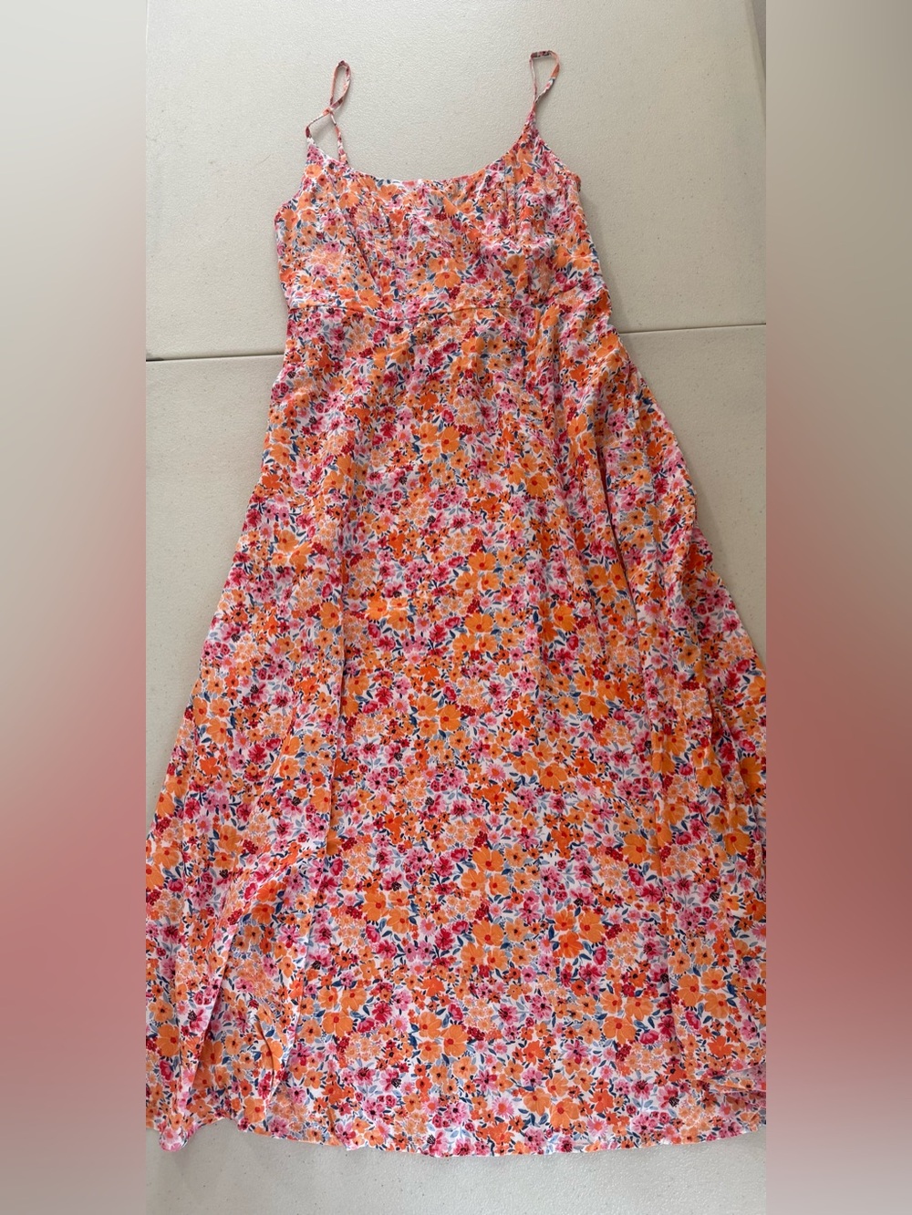 Women's Orange Floral A-Line Dress